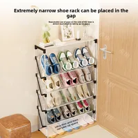 New simple multi-layer inclined dustproof shoe rack. Space saving home door step shoe cabinet, easy to assemble 2
