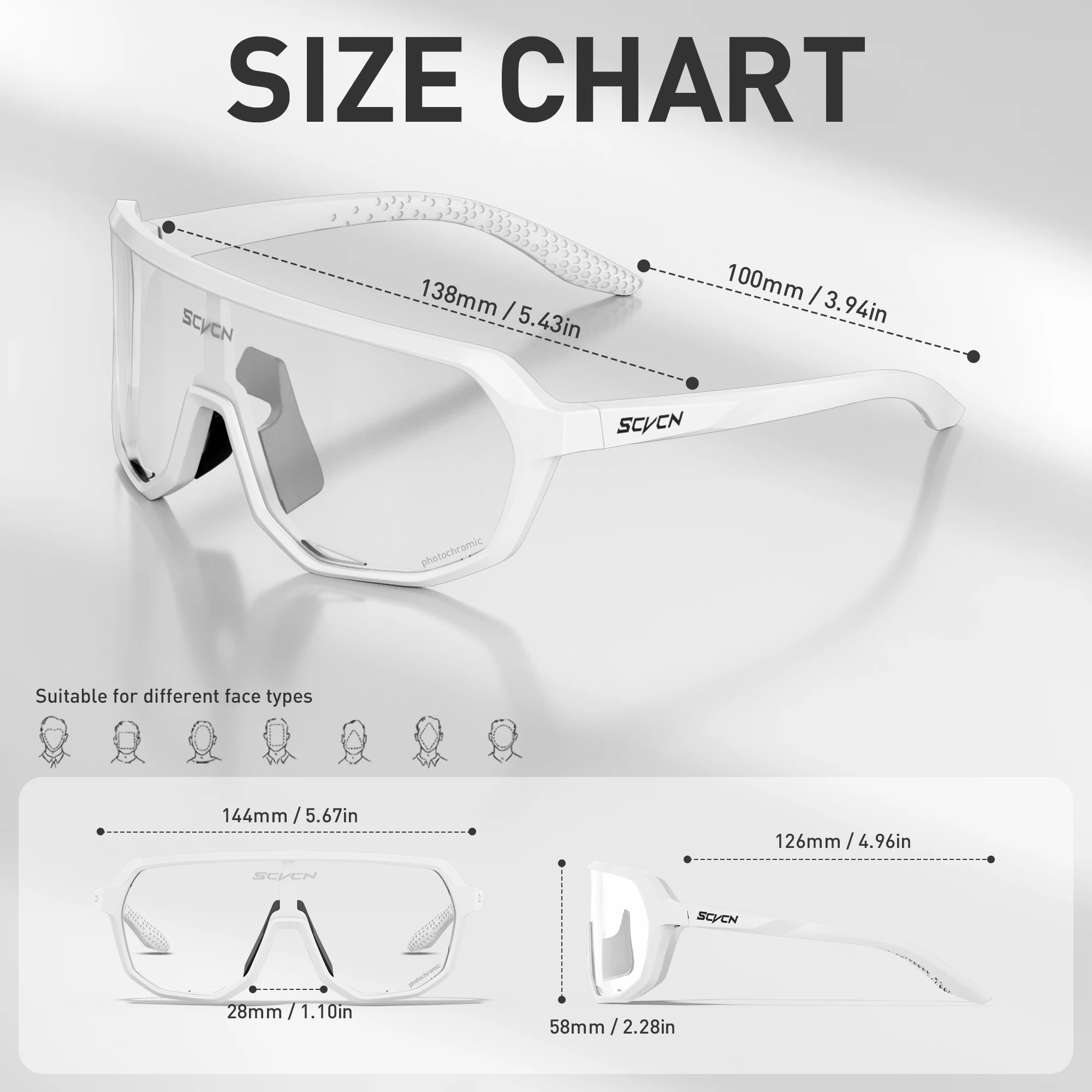 SCVCN Hiking Eyewear Sports Glasses Cycling Glasses Fashion Sunglasses for Men MTB Bike Bicycle Sports UV400 Hunting Driving