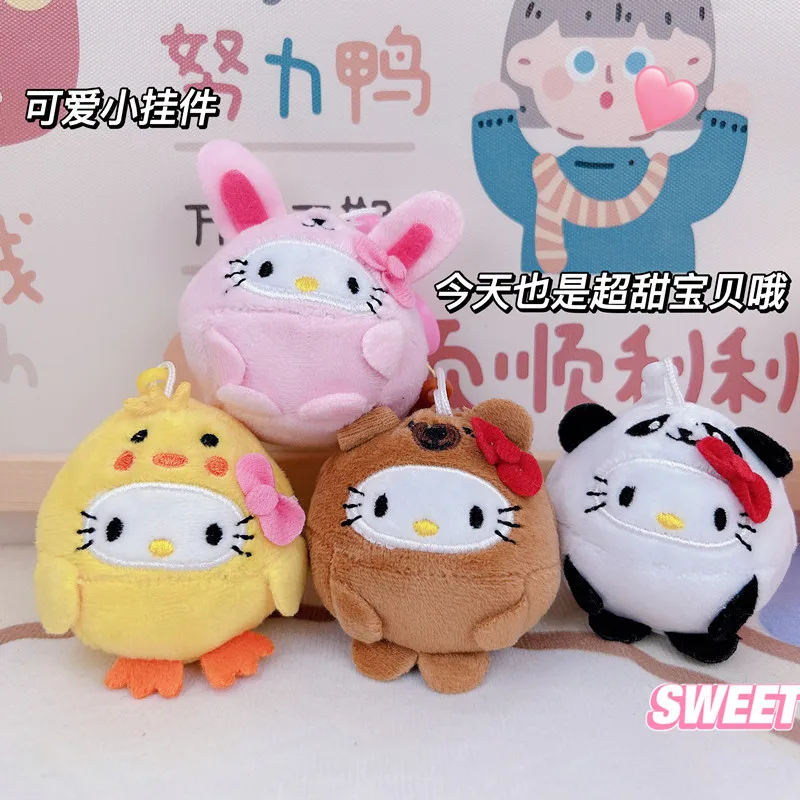 

Kawaii Sanrio Keychain Hello Kitty Cat Pendant Plush Doll Schoolbag Soft Cute Cartoon Car Key Chain Backpack Pendant Toys Gift