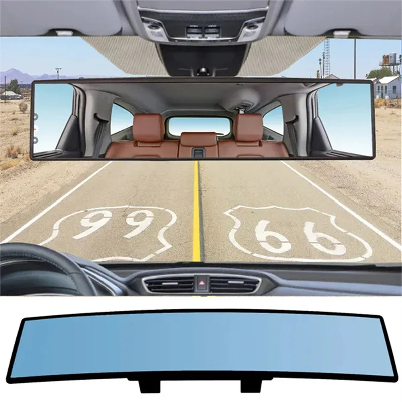 Espejo retrovisor Interior de coche, espejo retrovisor Universal antideslumbrante, gran angular, superficie azul, accesorios para automóviles
