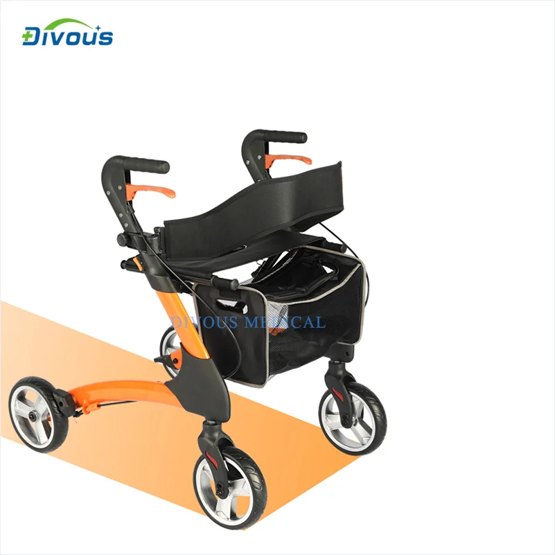 Aluminum Lightweight for Disable Adult Elderly Mobility Outdoor Walking Aids Folding Rollator Walker With Seat 3