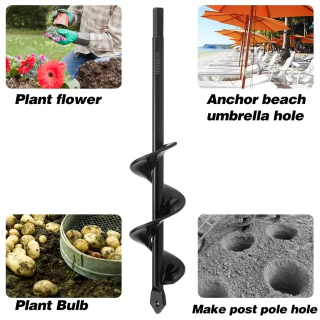 Garden Auger Spiral Drill Bit Gardening Flower Planter Earth Drill Planting Hole Digger Tool Loose Soil Drill Bit Accessories 5