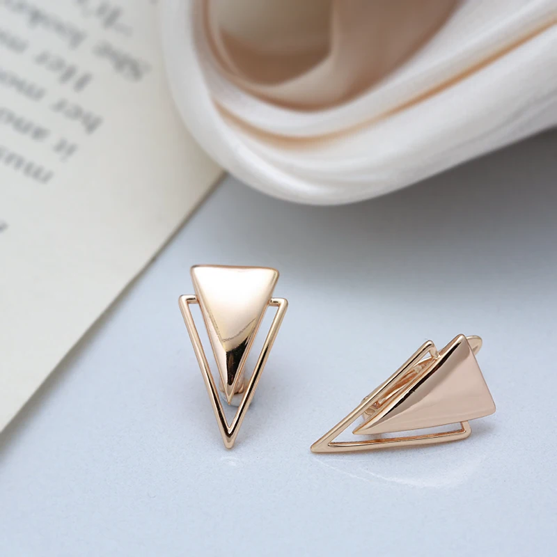 Minimalist Geometric Hip Hop Women's Dangle Earrings 585 Gold Personality Glossy Earrings Unusual Golden Jewelry
