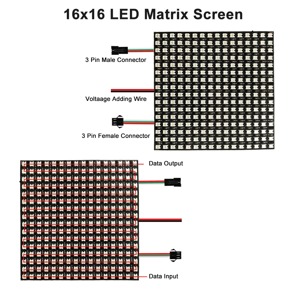 DC5V WS2812B Individually Addressable Led Module Panel Light 5050 RGB Matrix Screen Digital Flexible 8x8 16x16 8x32 64 256 Pixel Led Light Led Modules Led Module Led Panel Light