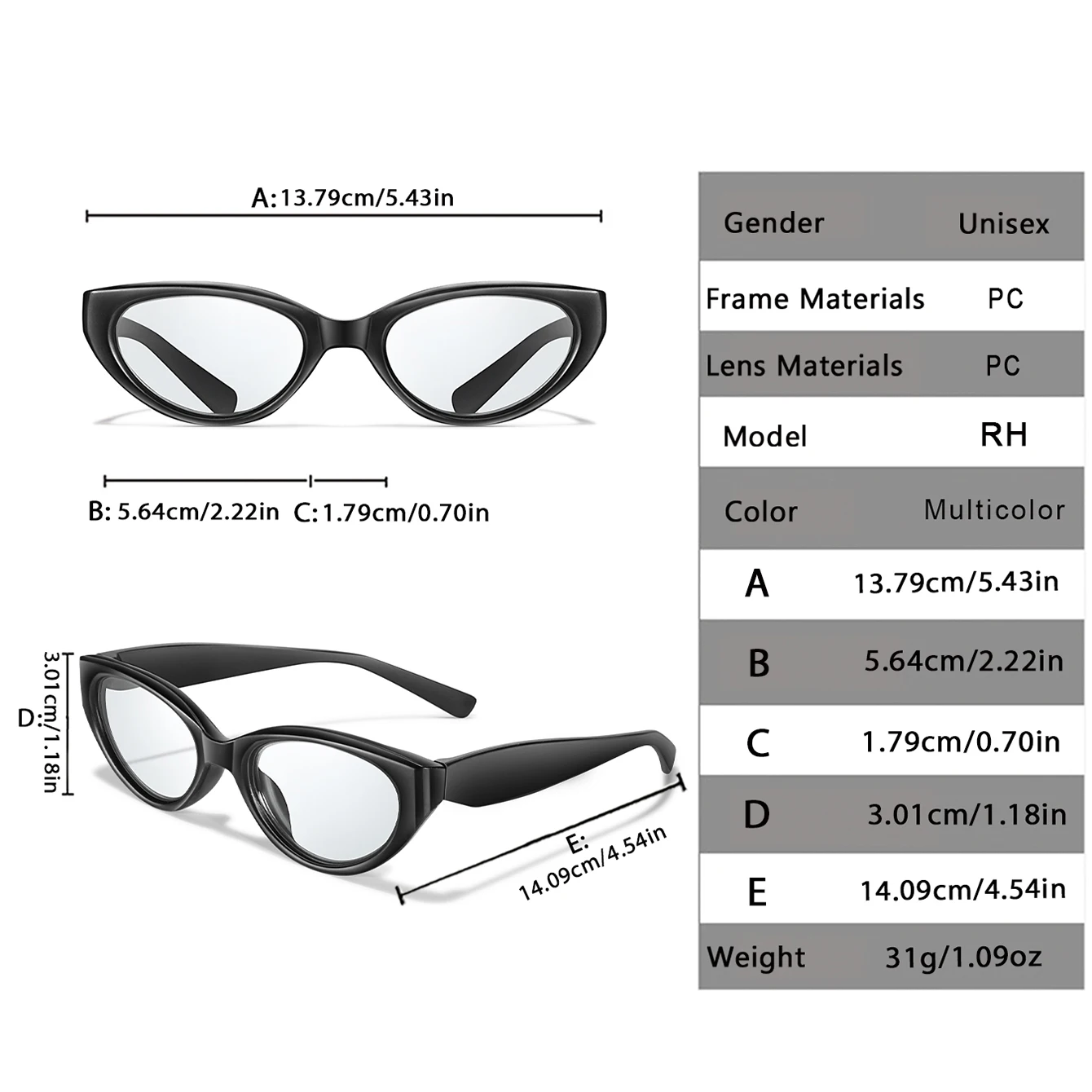 Fashion Cat-Eye Reading Glasses Lightweight for Men Women