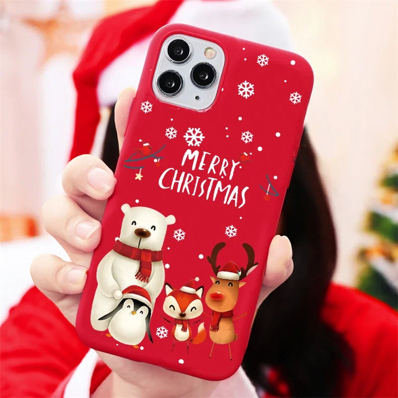 Festive Cartoon Christmas Silicone Shockproof Phone Case - New Year Gift Edition