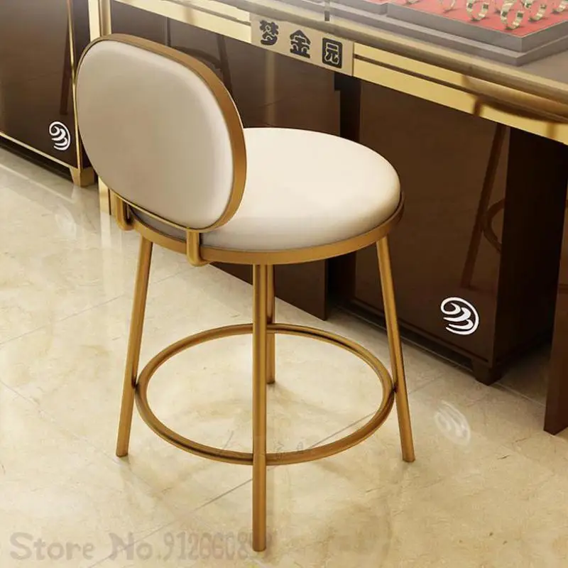 Taburete de acero inoxidable con respaldo alto para el hogar, silla