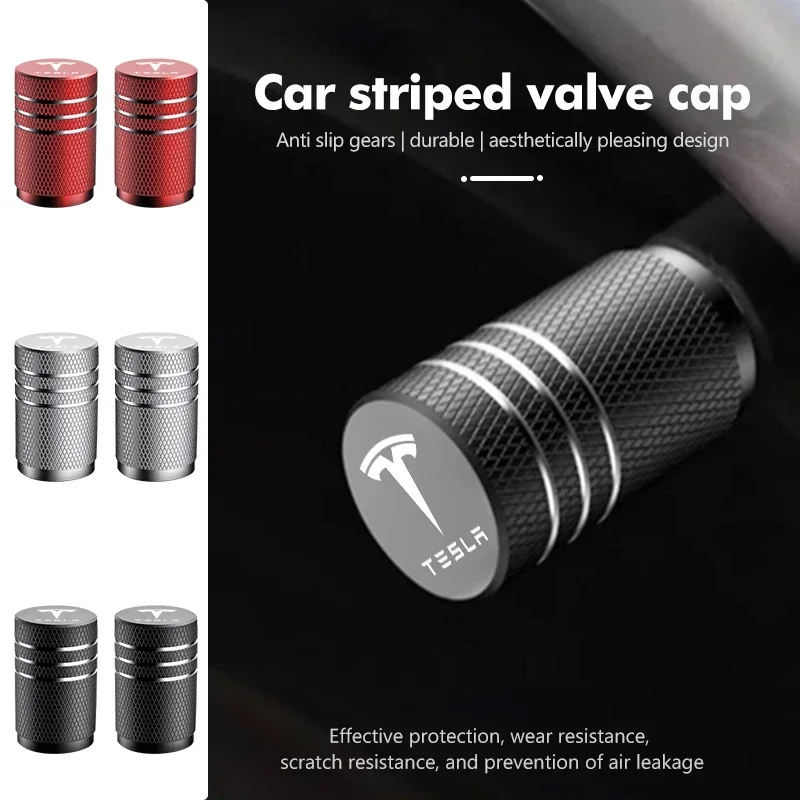4PCS รถล้อยางวาล์ว Caps โลหะ Universal อุปกรณ์เสริมสําหรับ Tesla รุ่น 3 S X Y Roadster 1