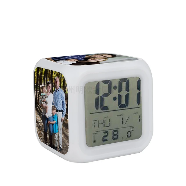 Reloj despertador digital LED con foto personalizada-7 colores