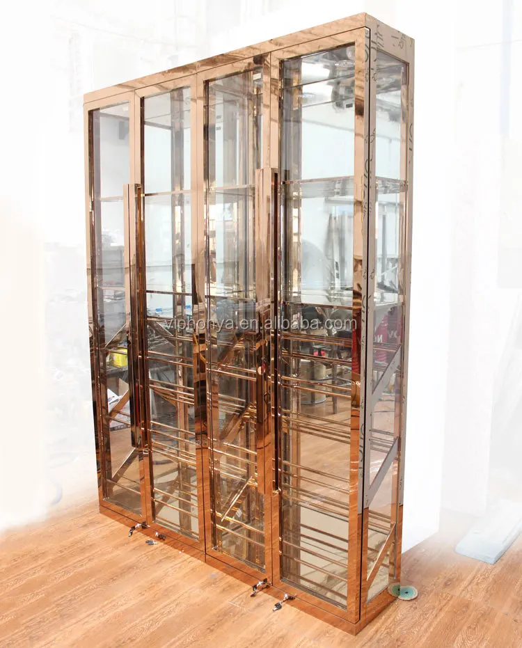Chic Style Wine Rack Luxury Light Wine Storage Cabinet French Design Metal Showcase Cabinets