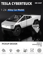 1:24 Tesla Cyberpunk Pickup Truck Model Alloy Simulation Sound And Light Pull Back Off-Road Vehicle Boys Collection Decoration 2