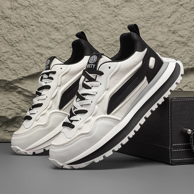 Fashion Vulcanized Sneakers For Men Street Style Platform Brand Casual Sneakers Men's Shoes Korean Walking British Shoes Male 2