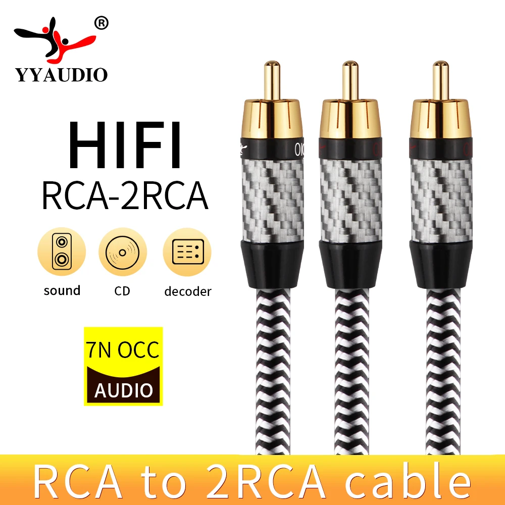 RCA 1 Male to 2 Male Audio cable for Subwoofer Amplifier Speaker DVD TV