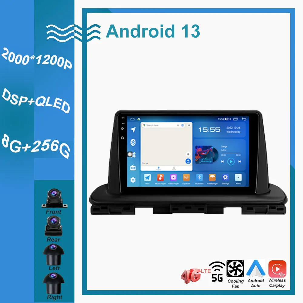 

Android 13 For Kia Cerato 4 IV 2018 - 2021 Multimedia Stereo WIFI 360 Camera 9” Car Radio Player Bluetooth Wiress Carplay