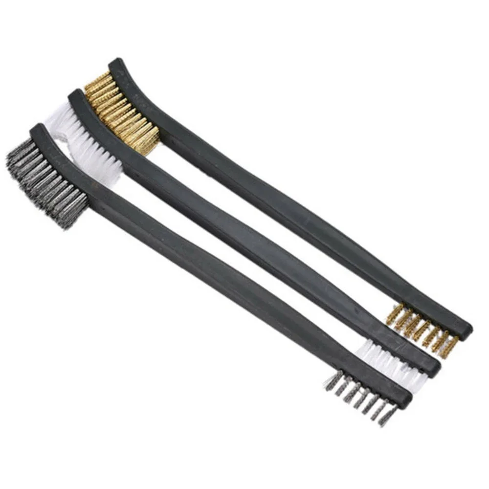 Mini Metal Remove Rust Brushes 3pcs/set Brass Cleaning Brushes Polishing Metal Cleaning Steel Wire/Copper Wire/Nylon