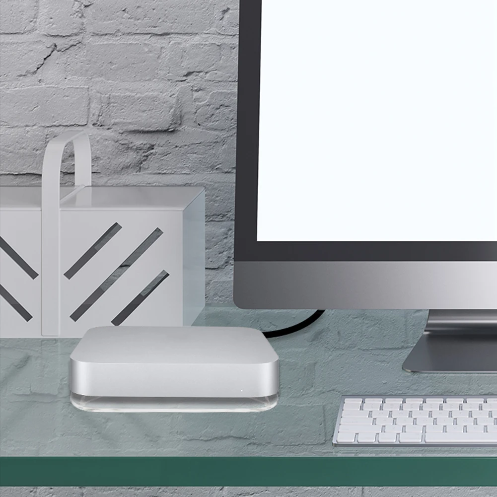 아크릴 브래킷 스토리지 랙 미끄럼 방지 데스크탑베이스 홀더 Mac Mini 2010-2020 M1/M2 용 투명 수평 스탠드 홀더