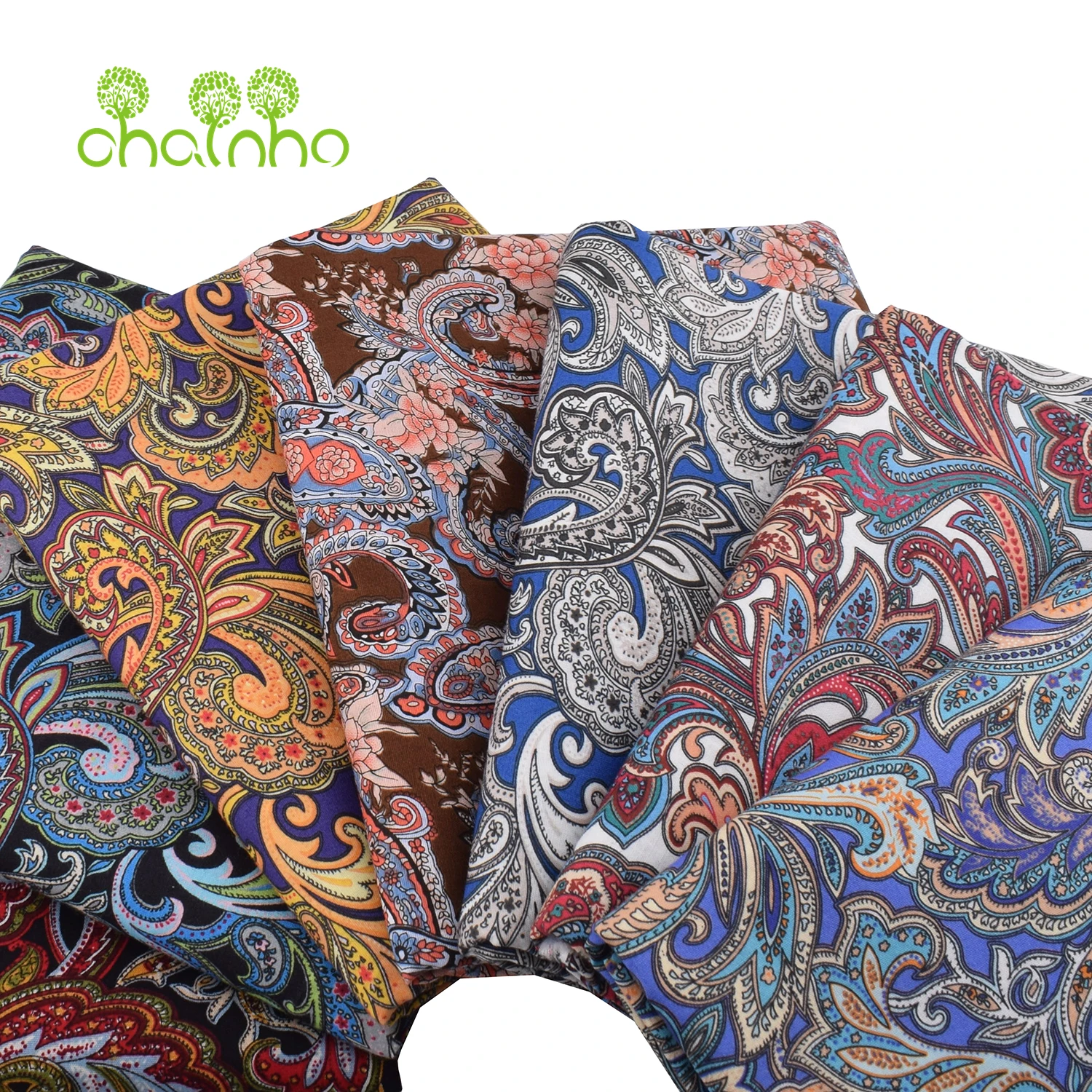 Chainho,Printed Plain Weave Poplin Cotton Fabric,DIY Quilting Sewing Material,Patchwork Cloth,Floral Series,2 Sizes,15PC230