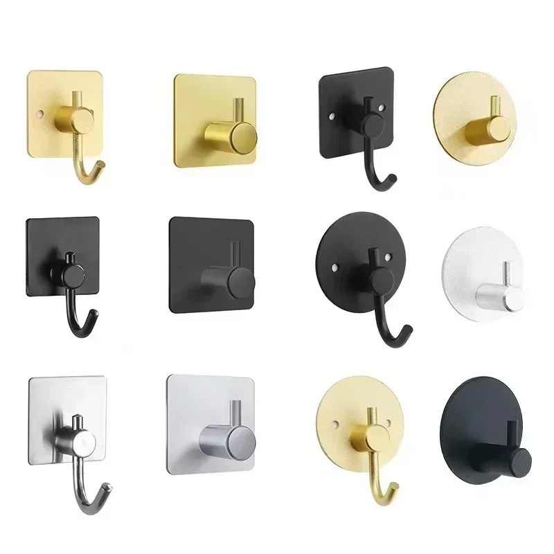 Adhesive hook Self Adhesive Home Kitchen Wall Door Hook Key Rack Kitchen Towel Hanger Aluminum Towel Coat Robe Hook Bathroom Accessories