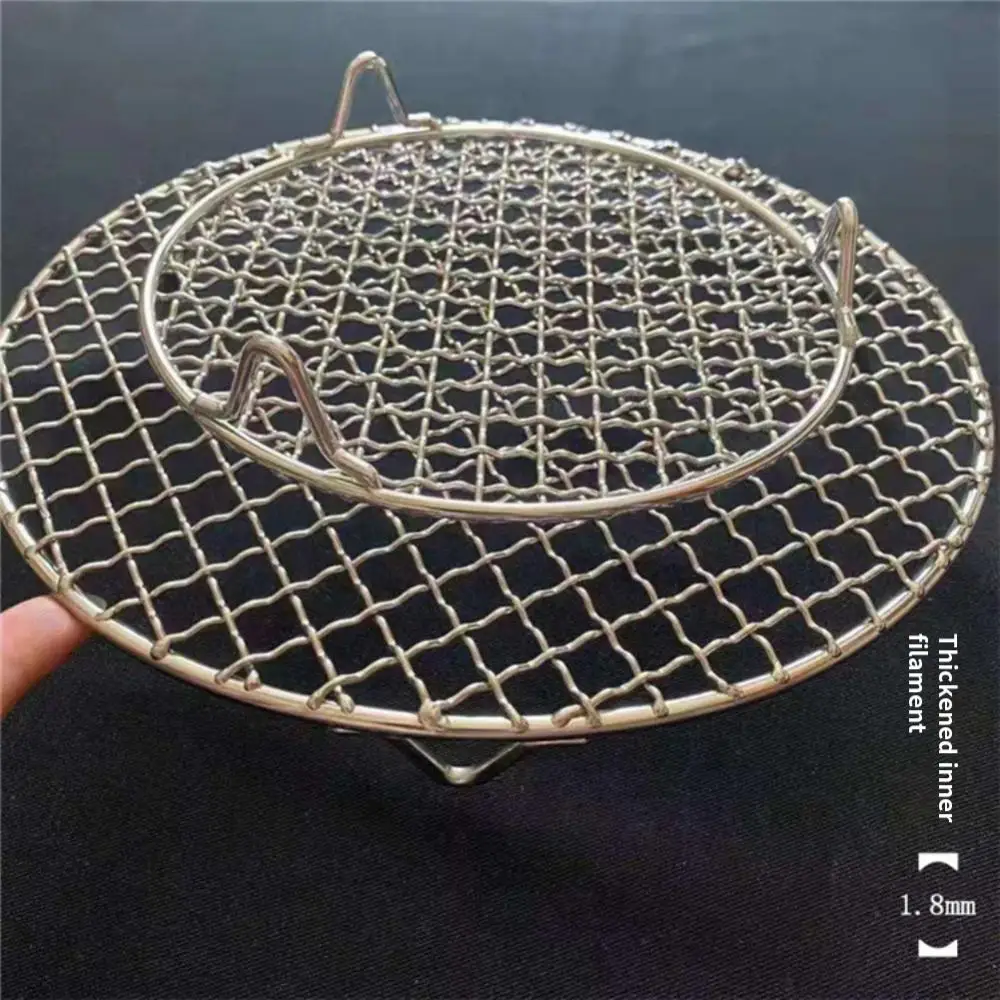 Stainless Steel Grill Net Leg Round Bacon Net Multi-function Rust Proof Non Stick Grill Grille Air Frying bbq grill mesh stainless steel grill net