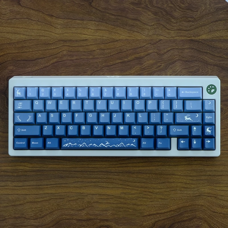 Moon Deer Keycaps Grupo Pbt Sublimação Dye Perfil Cherry Keycap Azul Gradiente 61 74 68 84 87 96 980 104 136 Chaves
