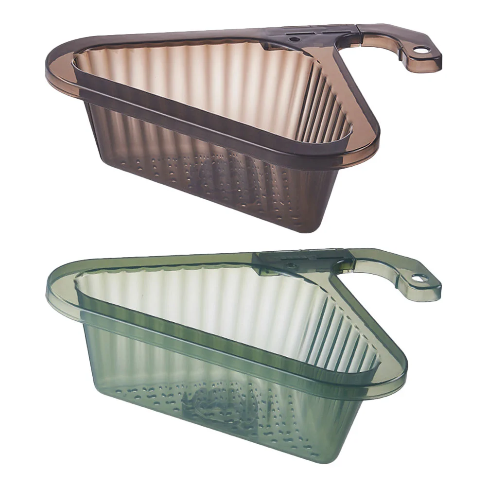 

2 Pcs Triangular Drainer Basket Kitchen Triangle Sink Filter Storage Baskets Draining Pp Strainer Hanging Rack Water Sponge