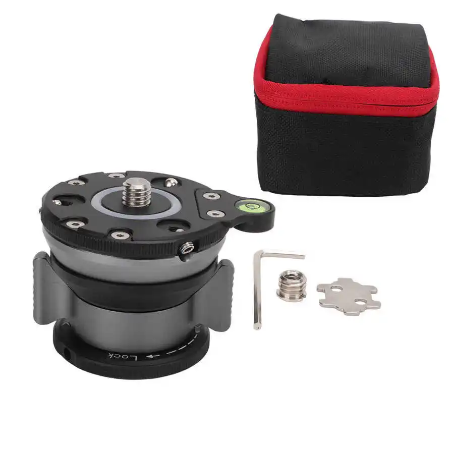 Camera Leveler Tripod Leveling Base Hemispherical Base Panorama Head with Bubble Level for Nikon/Sony/SLR Cameras