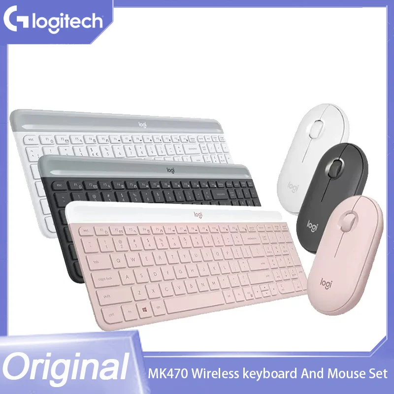 Combo Mouse Tastiera Wireless Originale Logitech Mk470 Office Slim Silent Laptop Portatile Per Computer Aziendale