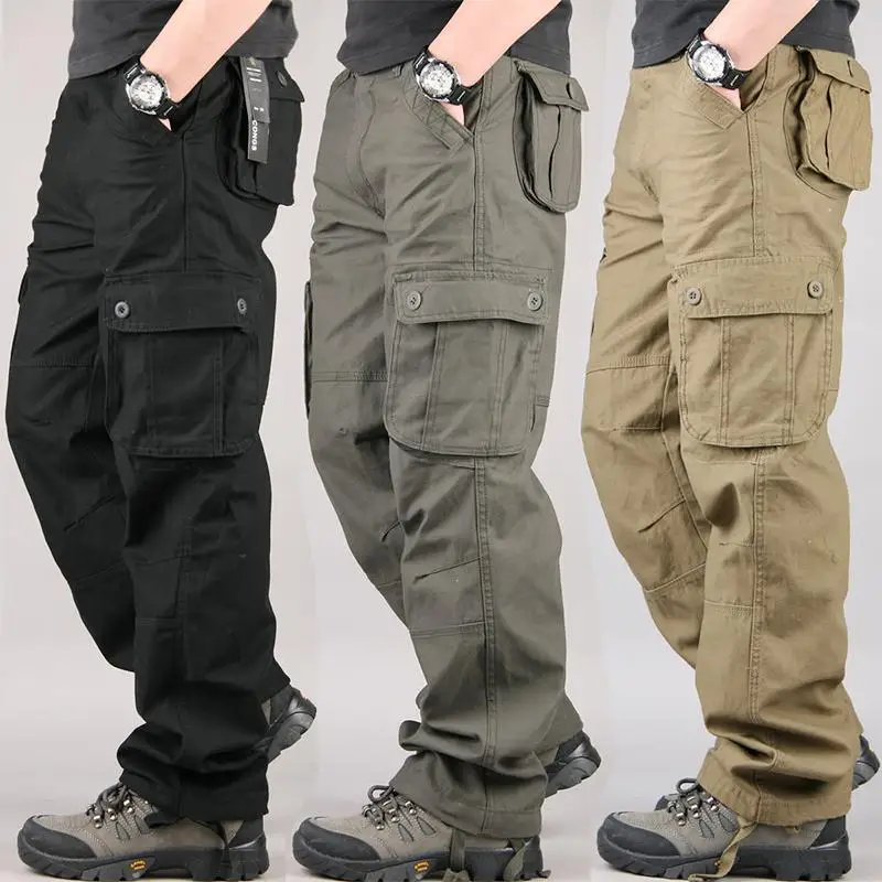 

Pure cotton wear-resistant multi-pocket overalls straight trousers work pants labor insurance pants loose plus fat pants