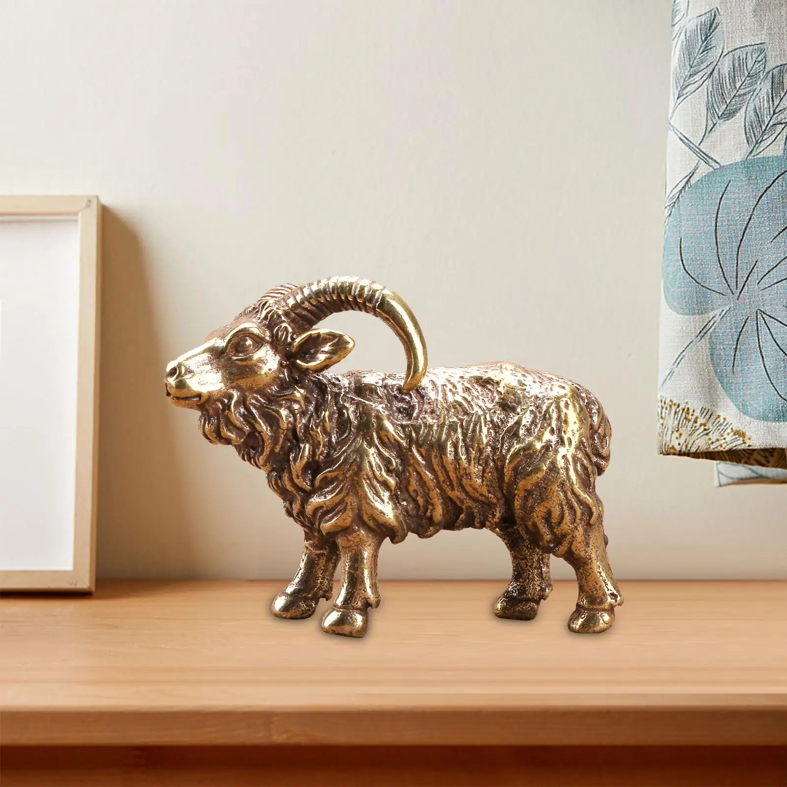 

Brass Goat Sculpture Simulation DIY Crafts Crafts Decorative Statue Mini Animal Figure Copper Sheep Figurine for Living Room