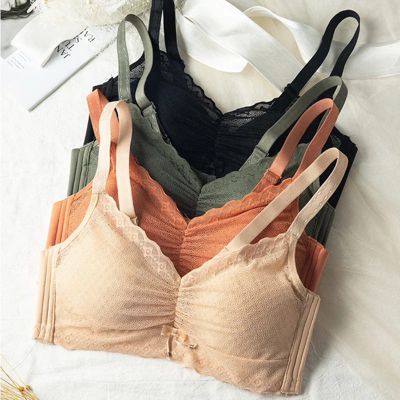 

2022 New Light and Breathable Women's Bra Sexy lace unwired stretch straps gathered on the top support underwear bra