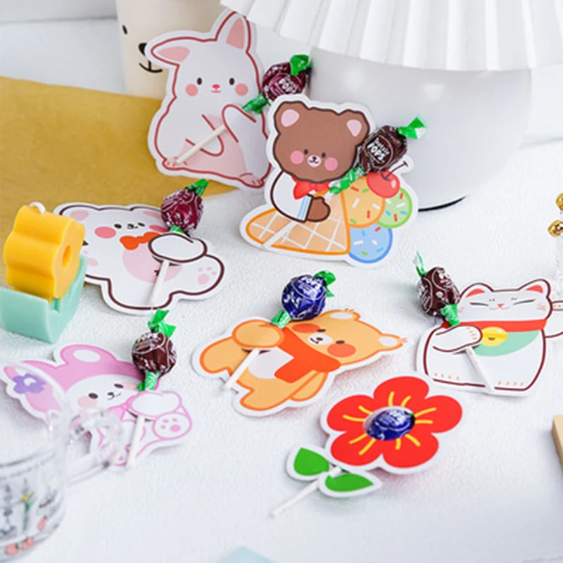 새로운 동물 오리 곰 사탕 롤리팝 장식 카드, 웨딩 아이 생일 파티 용품 디저트 테이블 장식, 50 개