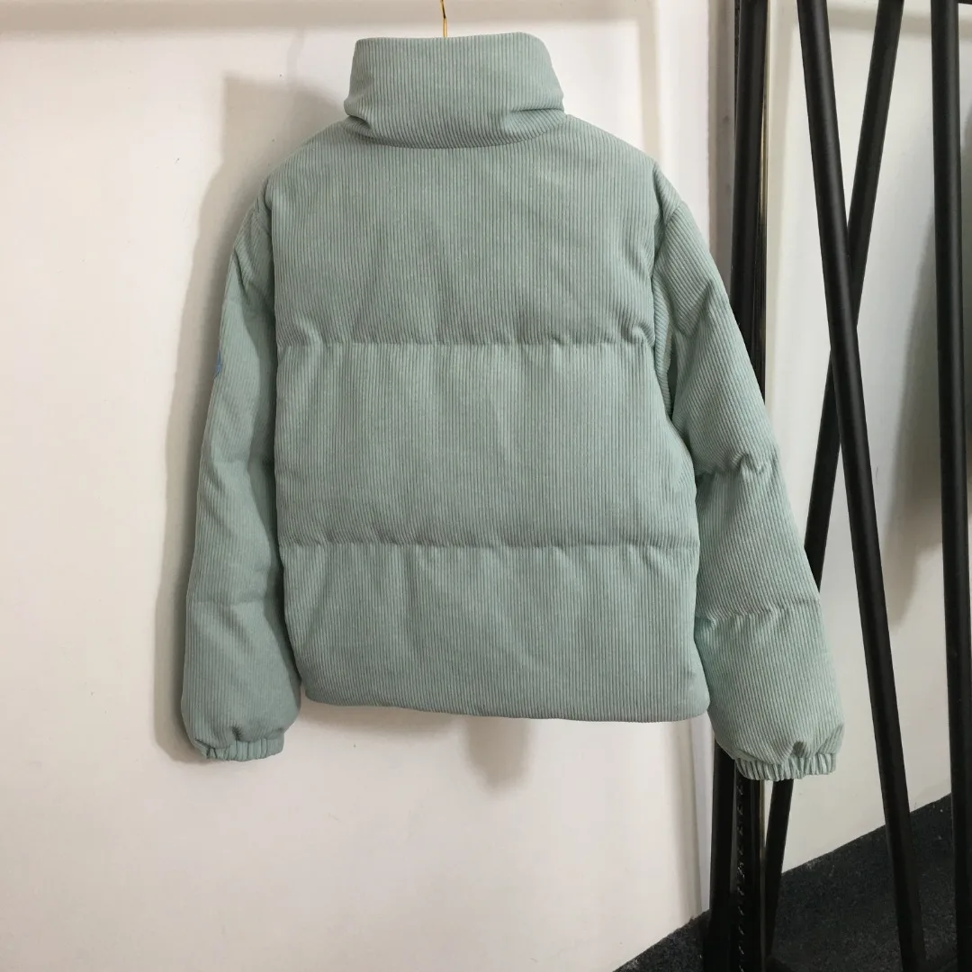 

New thickened corduroy warm standing collar long sleeved down jacket