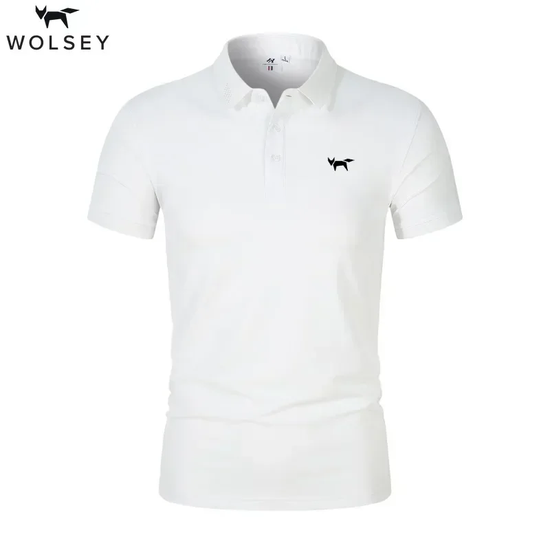 Wolsey Men Golf Polo Shirt Short Sleeve Knitted T-shirt Collar Perforated Design polo shirt mens shirts