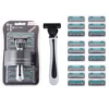 Shaver Men Razor Three Layer Stainless Blade Shaver Reusable Hair Removal Shaver Old Style With Lubricating Strip Manual Razor 5