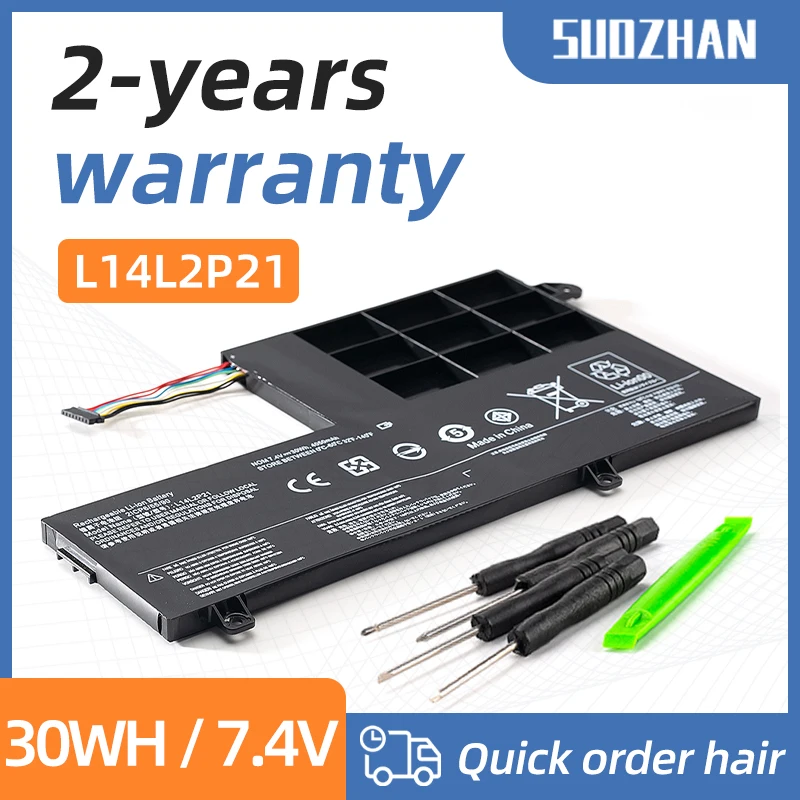 

SUOZHAN L14L2P21 Laptop Battery for LENOVO Yoga 500-14ISK S41-70 S41-75 S41-70AM-IFI S41-35 L14M2P21 2ICP6/54/90 7.4V 30WH