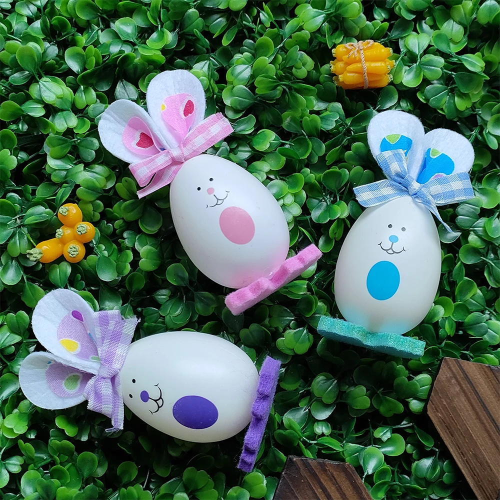 

3/4pcs Easter Bunny Egg with Bow Artificial Carrot Standing Rabbit Gift for Kid Easter Party Decoration for Home Table Crafts
