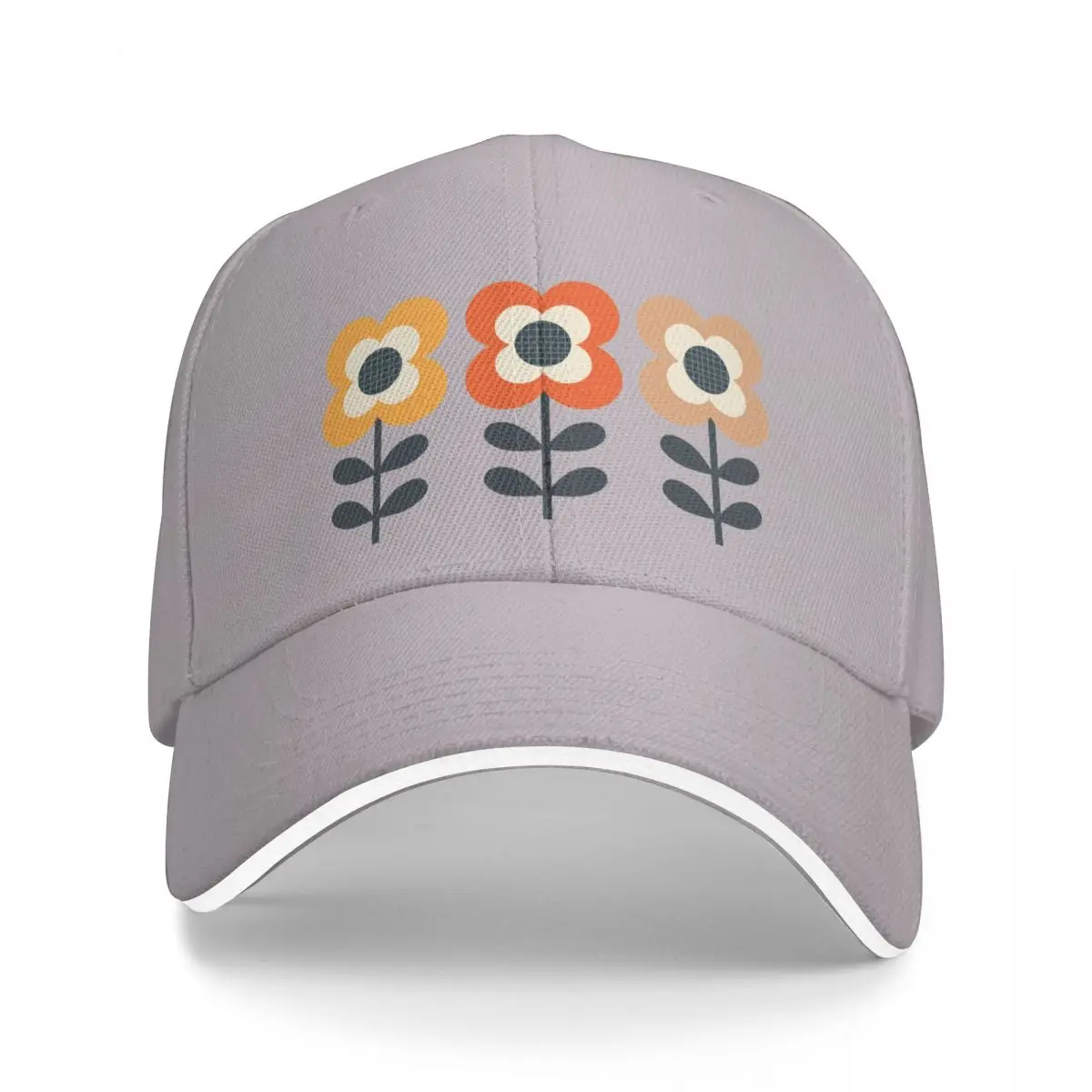 

Mod Flowers in Retro Colors on Charcoal Cap Baseball Cap baseball Golf wear men Women's