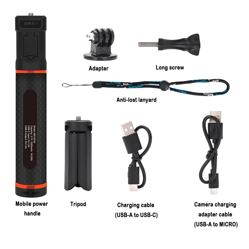 Description Picture 4 of item5200mAh Handheld Power Bank Rechargeable Stick Charging Grip For GoPro 11 Insta360 ONE X 2 3 RS DJI Action 3 Battery accessories