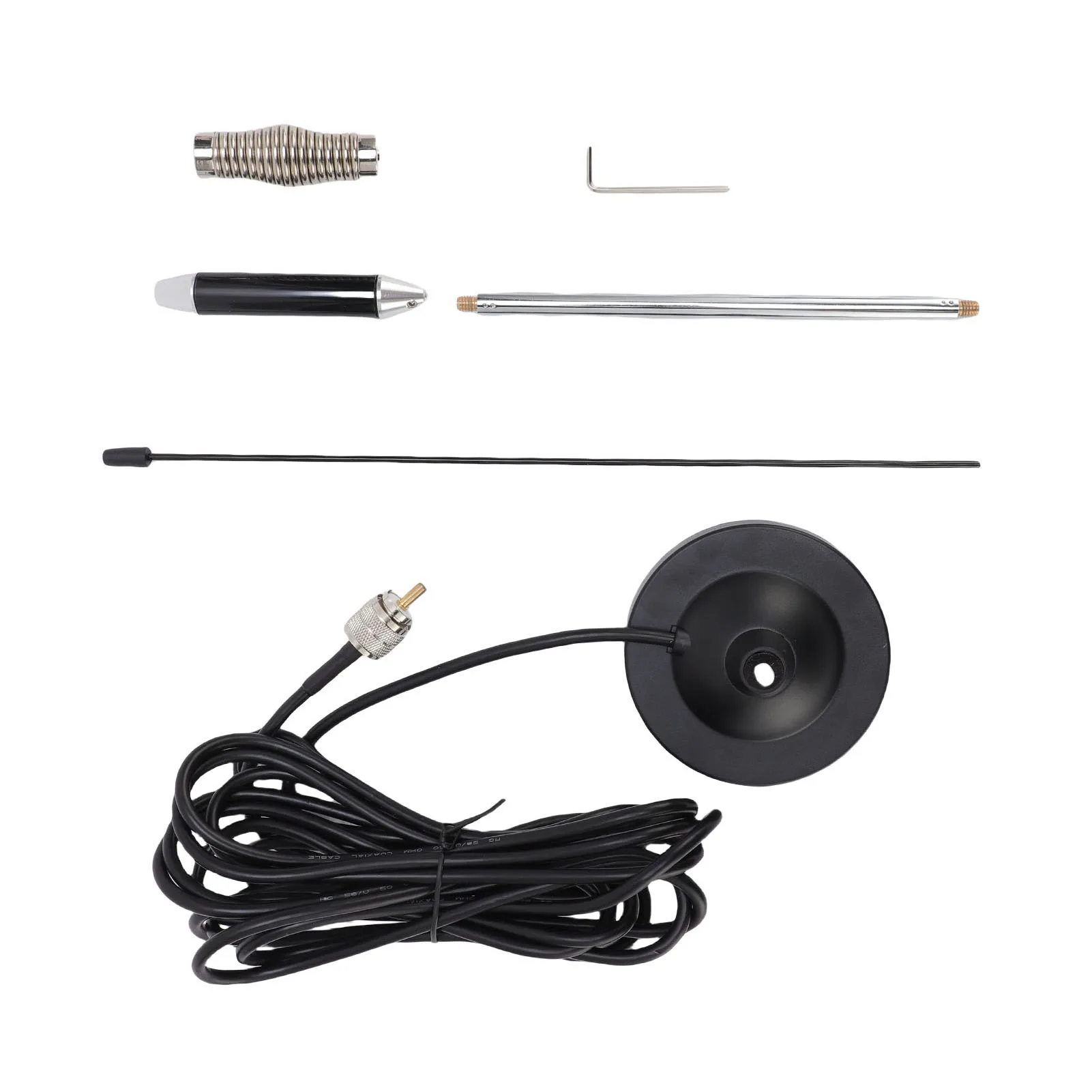 26-28MHz 26.37in CB Antenna Kit with Heavy Duty Magnetic Mount and Spring for Cars Trucks Mobile Base Stations CB Antenna Kit