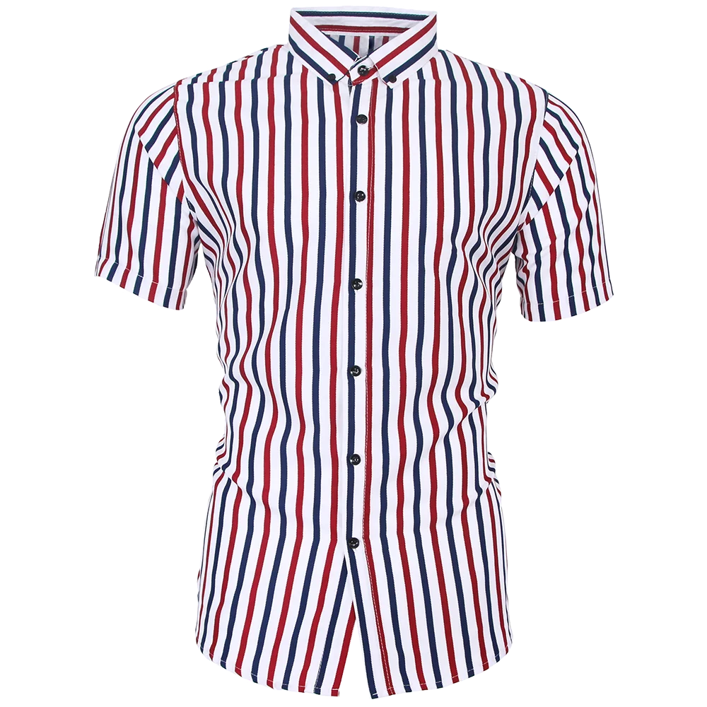 2022 Vertical Striped Men Shirt Clothing Social Short Sleeve Summer Formal Fashions Shirts Mens