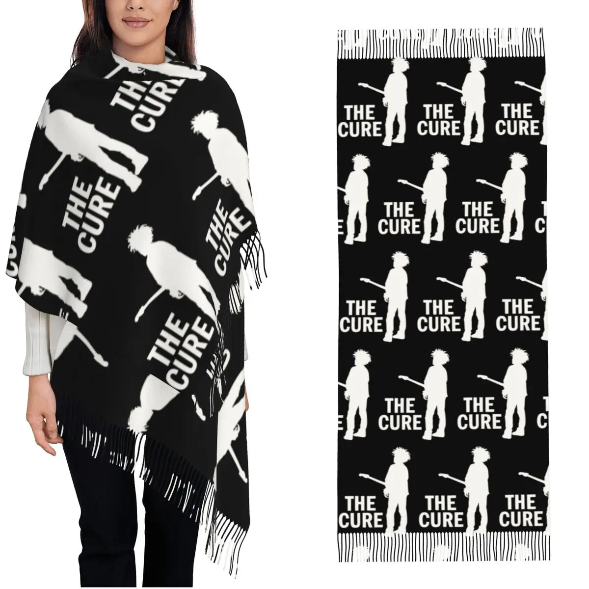 

The Cure Robert Smith Logo Shawls Wraps Women Winter Long Soft Scarf Neckerchief Shawl Scarves