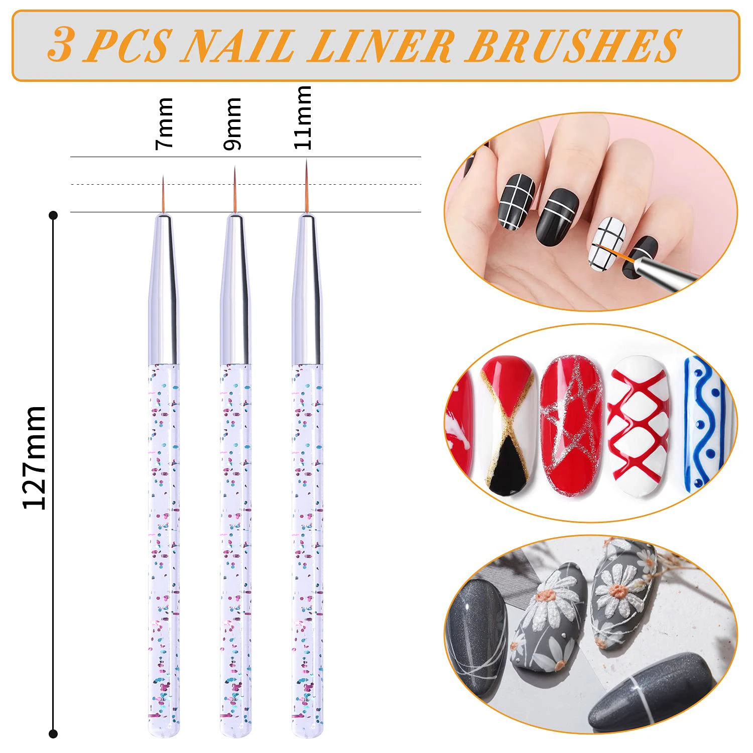 LINMANDA Nail Brush Set Including UV Gel Nail Art Brushes 3D Nail Extension Brush Double Ended Dotting Nail Pen For Nail 4