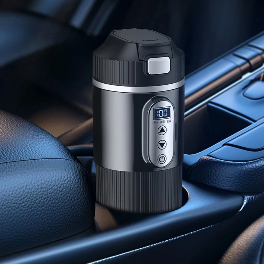 12V/24V 전기 주전자 디지털 LCD 디스플레이 스테인레스 스틸 컵 500ML 커피 우유 가열 주전자 스마트 온도 센서