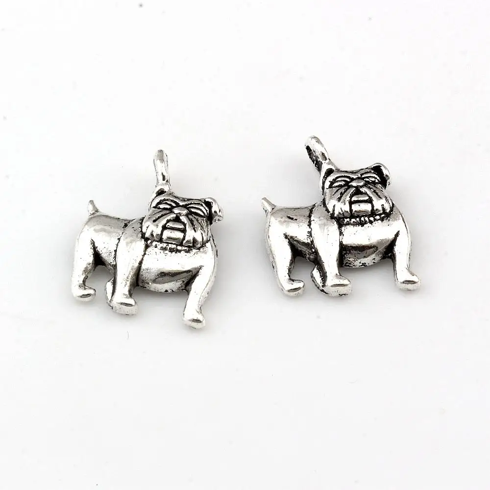 100Pcs Alloy Cute Bulldog Charms Pendants For Jewelry Making Bracelet Necklace DIY Accessories 13x17mm  A-225