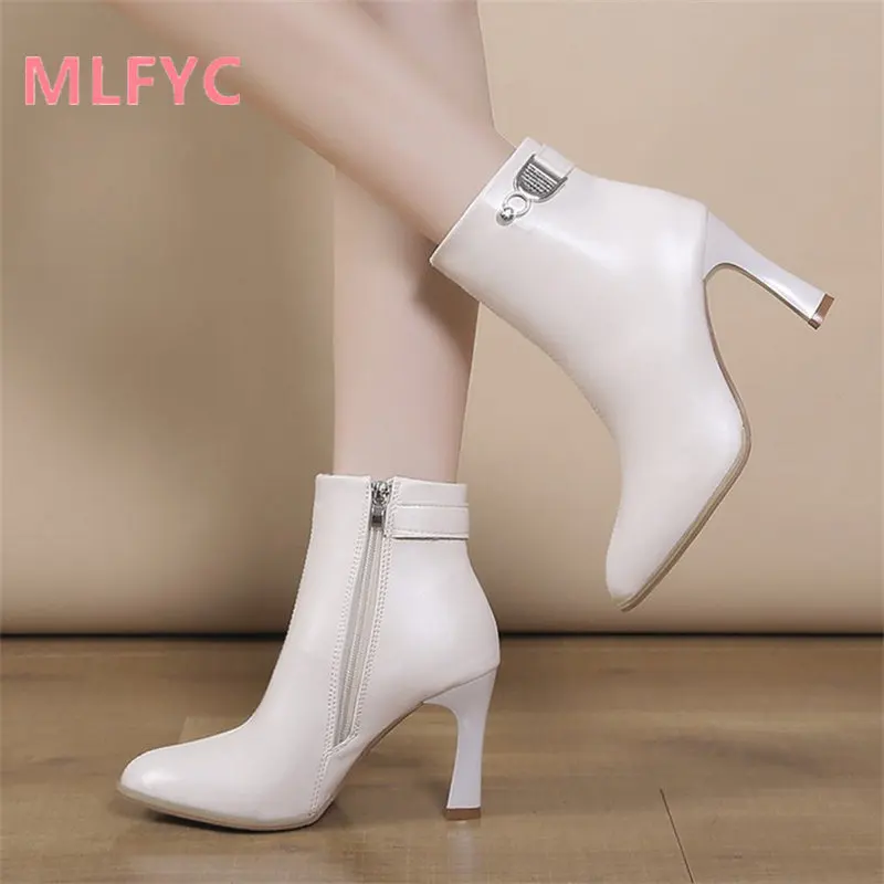 

Women's Pointed High Heel Short Boots ladies Thin Heel Versatile Short Boots 2022 New Winter Platform Simple High Heel Boots