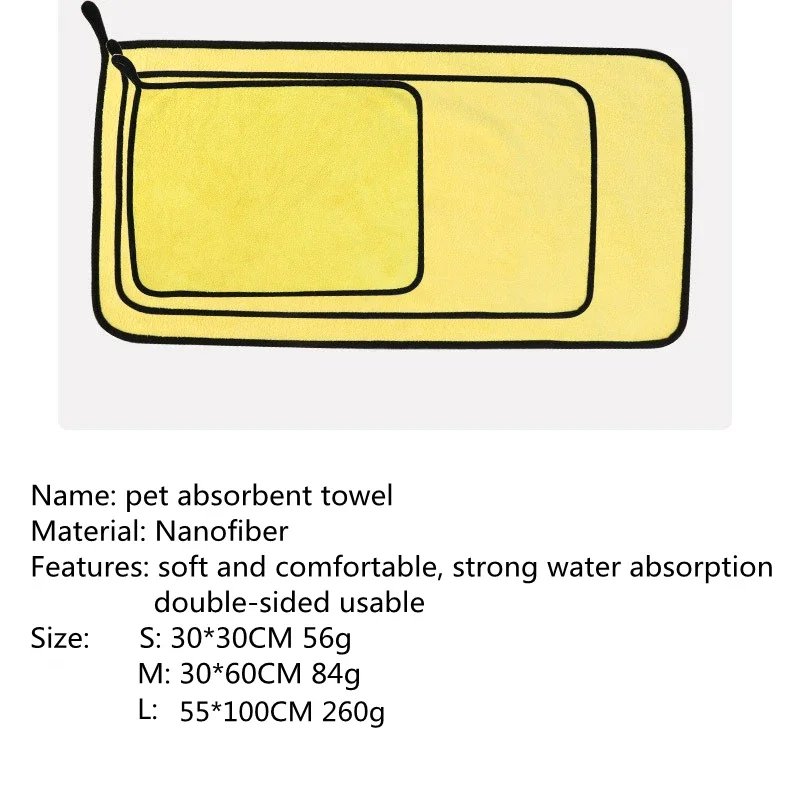 Bath Towel Pet Bath Towel Absorbent Towels for Dogs Cats Fashion Bath Towel Nano Fiber Quick-drying Bath Towel Car Wiping Cloth Pet Supplies