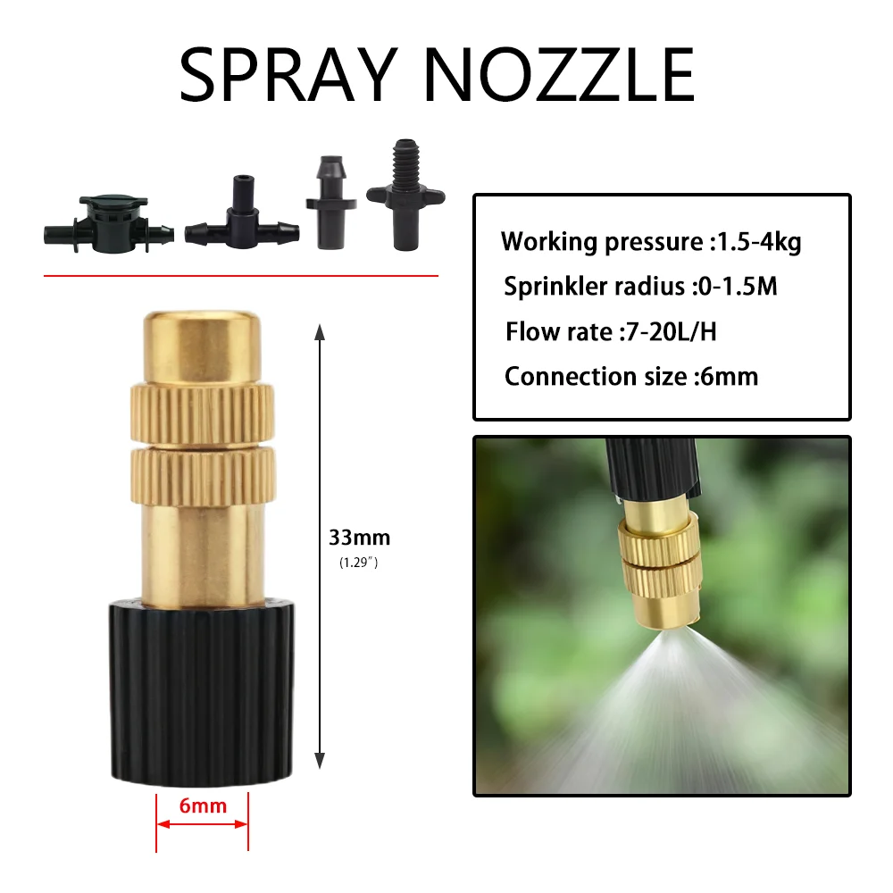 Adjustable Brass Spray Nozzles with Hose — 100 Pcs