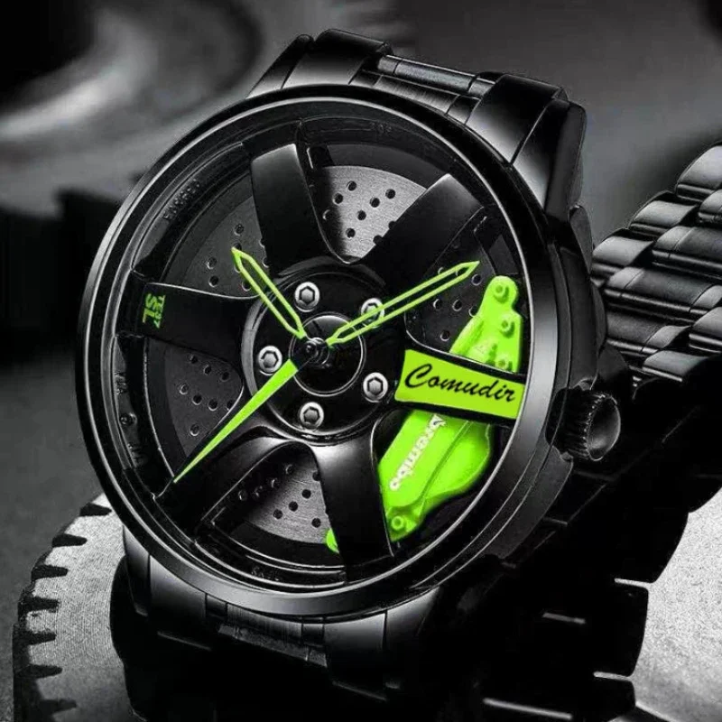 Fashion Men Watches Hollow 3D Wheel Watch for Men Women Dress Watch Racing Style Anti-scratch Mirror Waterproof Male Wristwatch 4