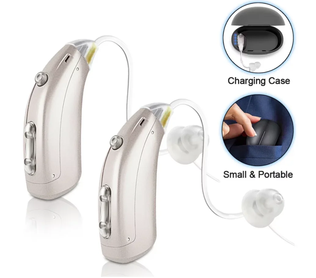 BTE Rechargeable Hearing Aid Small 8 Channel Digital Amplifier With Noise Cancellation For Adults And Seniors