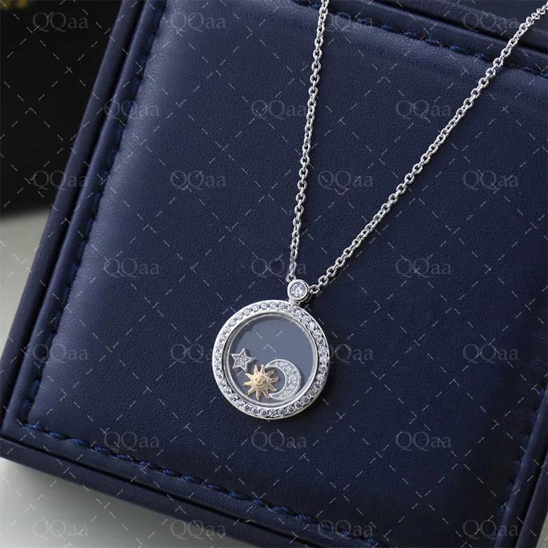 European and American New 925 Sterling Silver Star Moon Mobile Necklace Women's Fashion Luxury Brand Jewelry Valentine's Day Gif